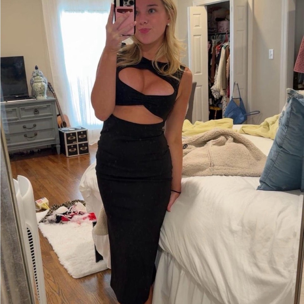 Lioness Black Cut-Out Pencil Dress